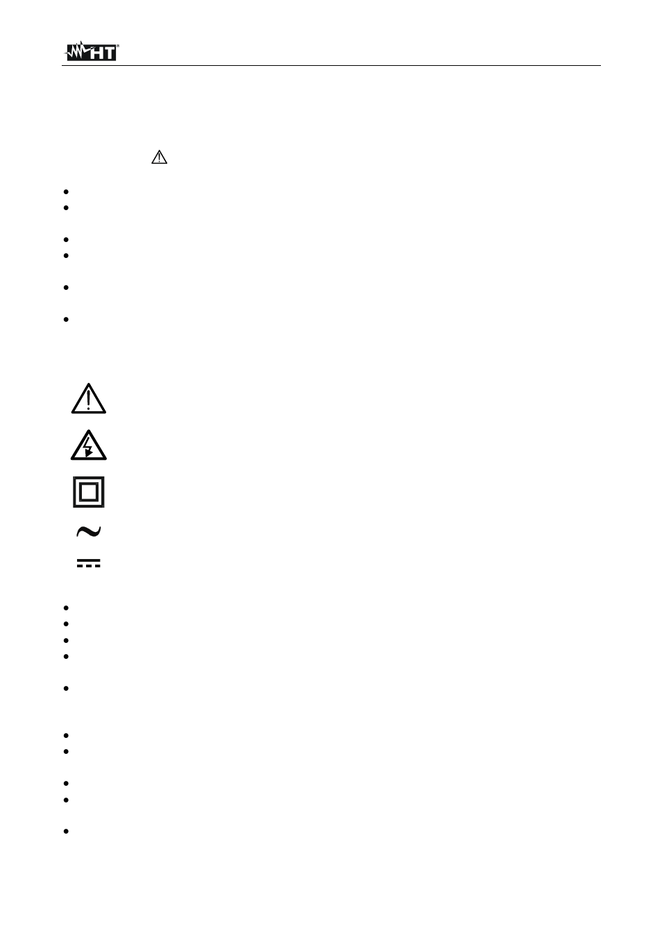 Safety precautions and procedures | HT instruments HT210 User Manual | Page 3 / 19