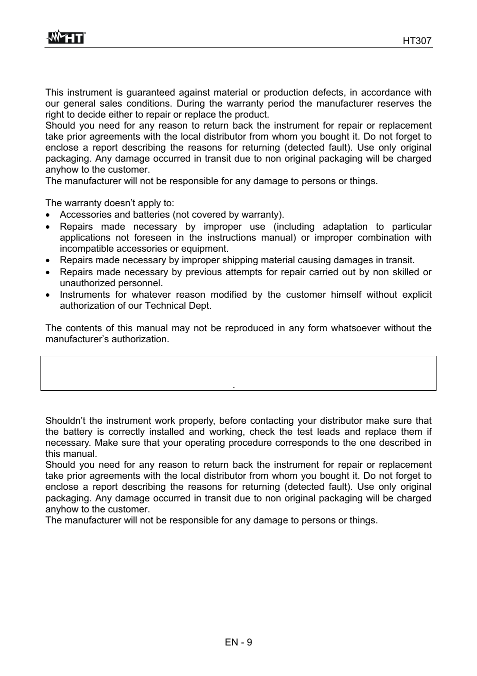 HT instruments HT307 User Manual | Page 10 / 11