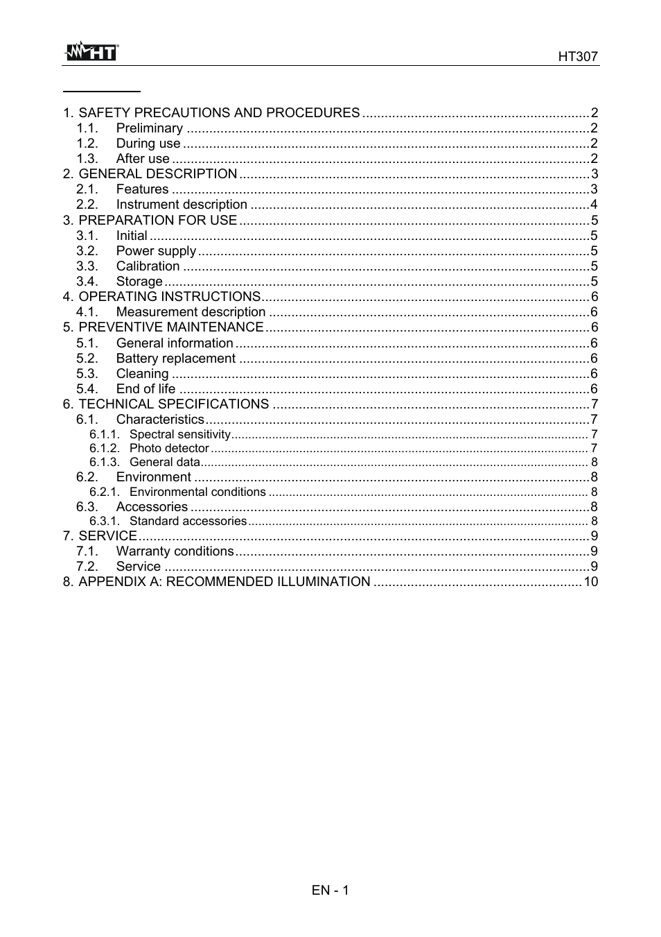 HT instruments HT307 User Manual | Page 2 / 11