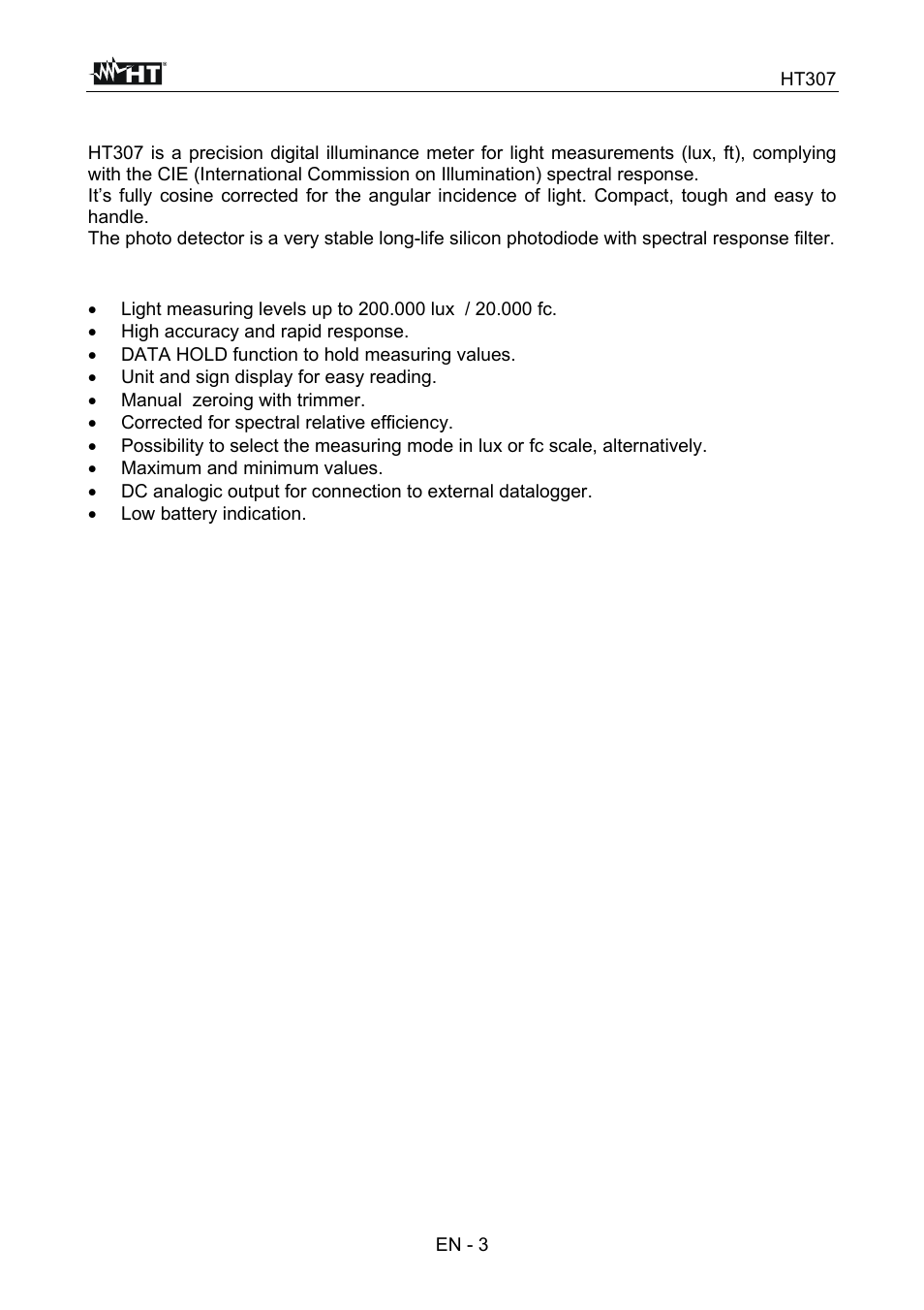 HT instruments HT307 User Manual | Page 4 / 11