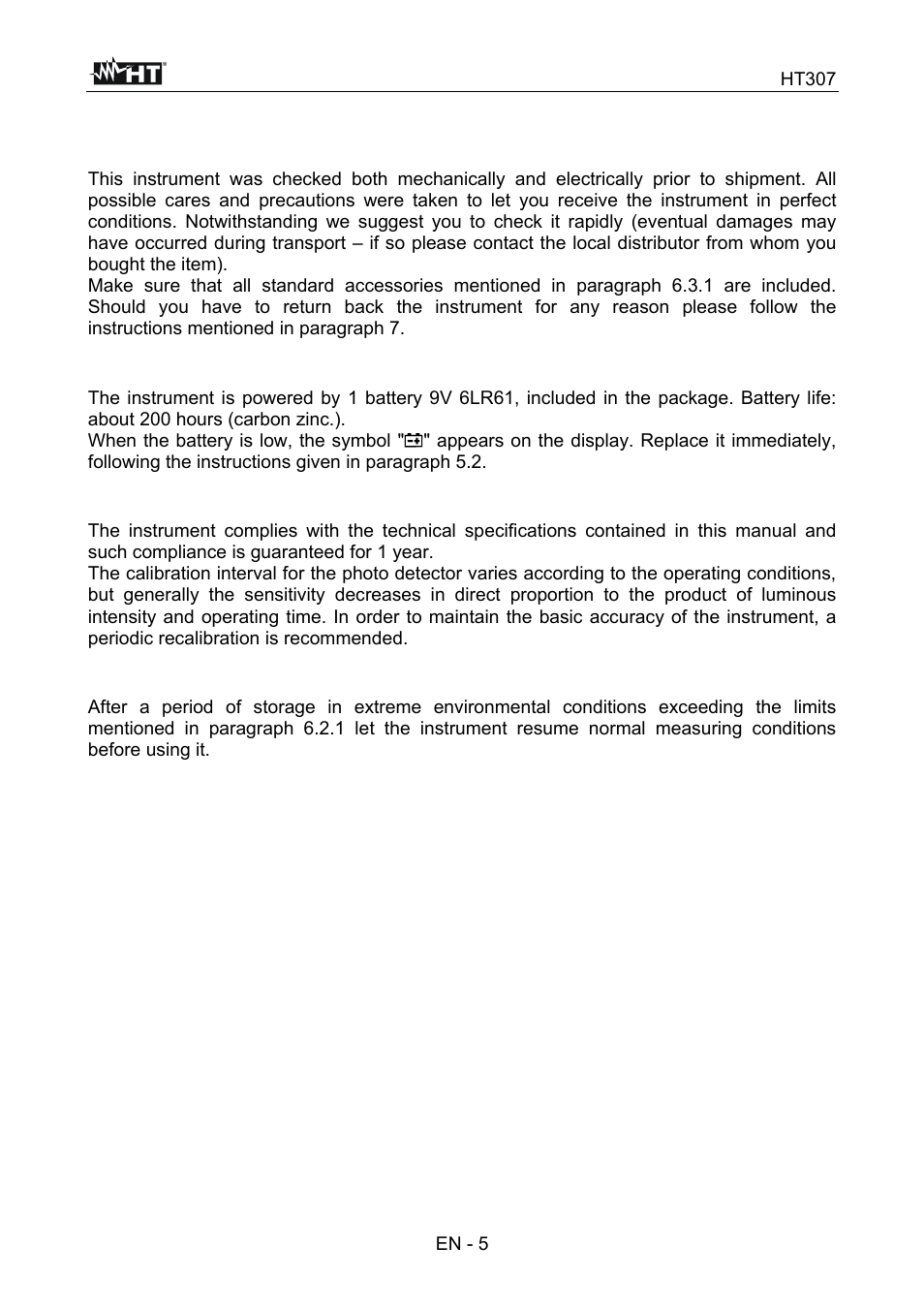 HT instruments HT307 User Manual | Page 6 / 11