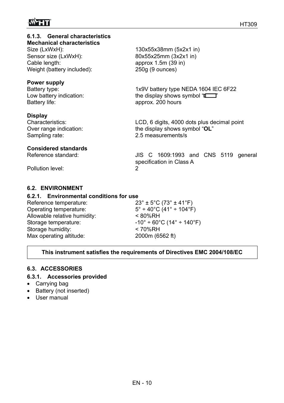 HT instruments HT309 User Manual | Page 11 / 13