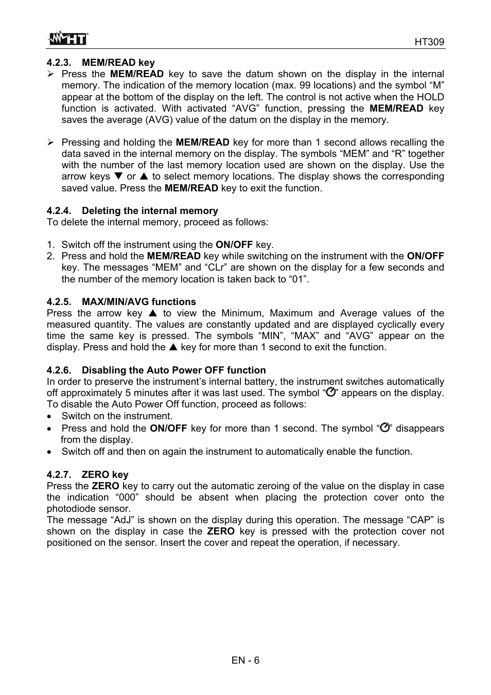 HT instruments HT309 User Manual | Page 7 / 13