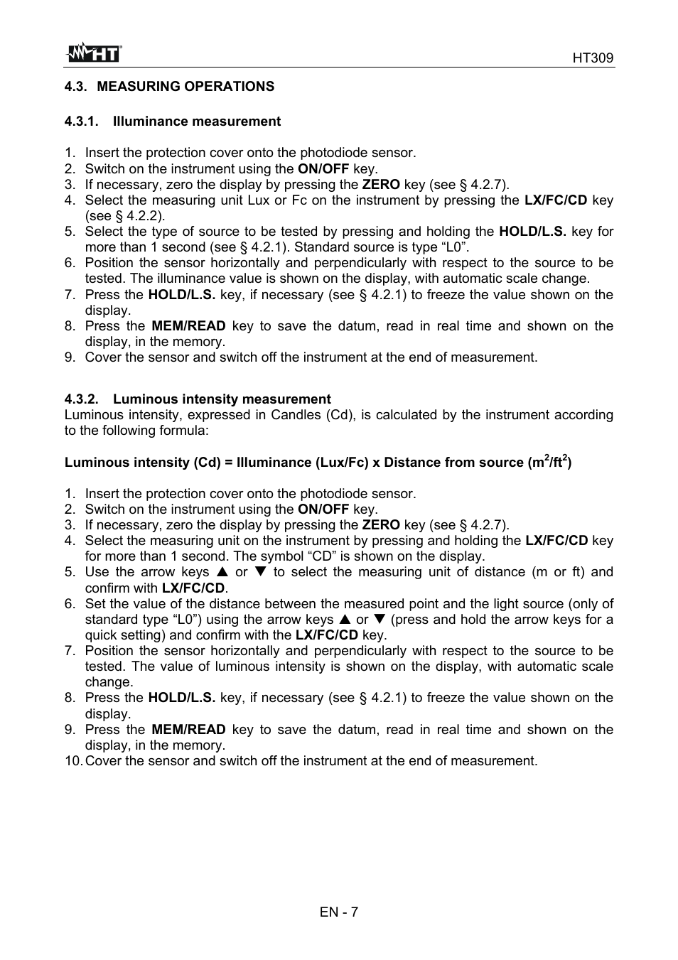 HT instruments HT309 User Manual | Page 8 / 13