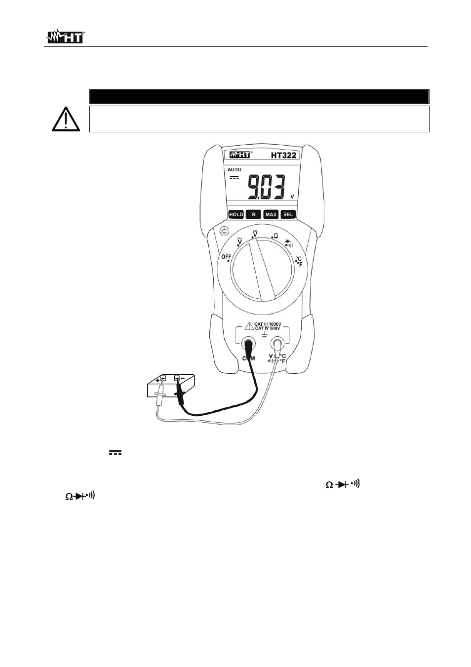 Caution | HT instruments HT322 User Manual | Page 8 / 16