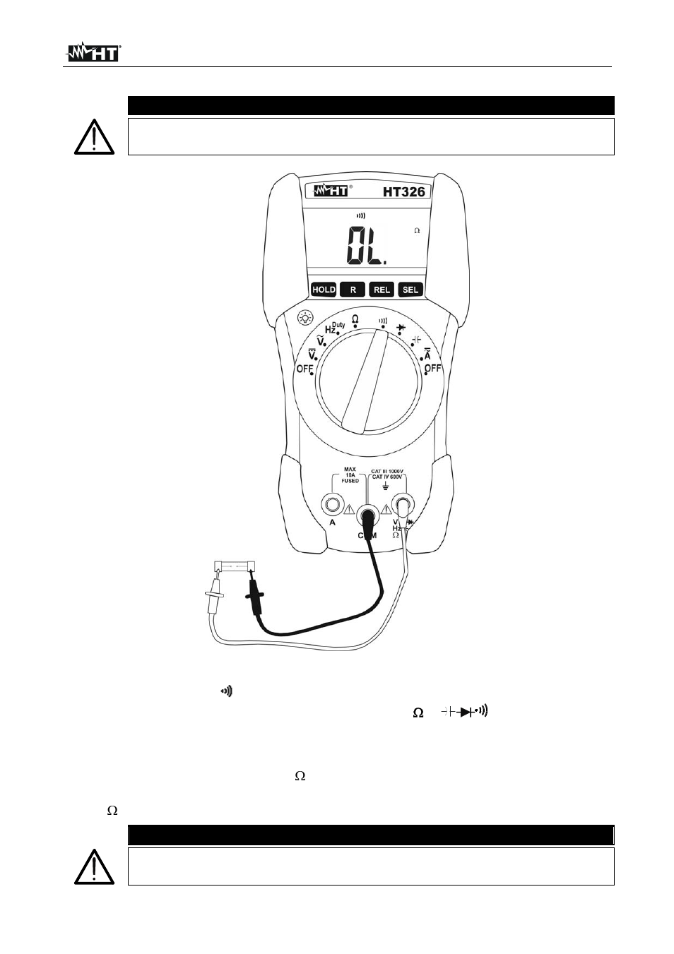 Caution | HT instruments HT326 User Manual | Page 13 / 21