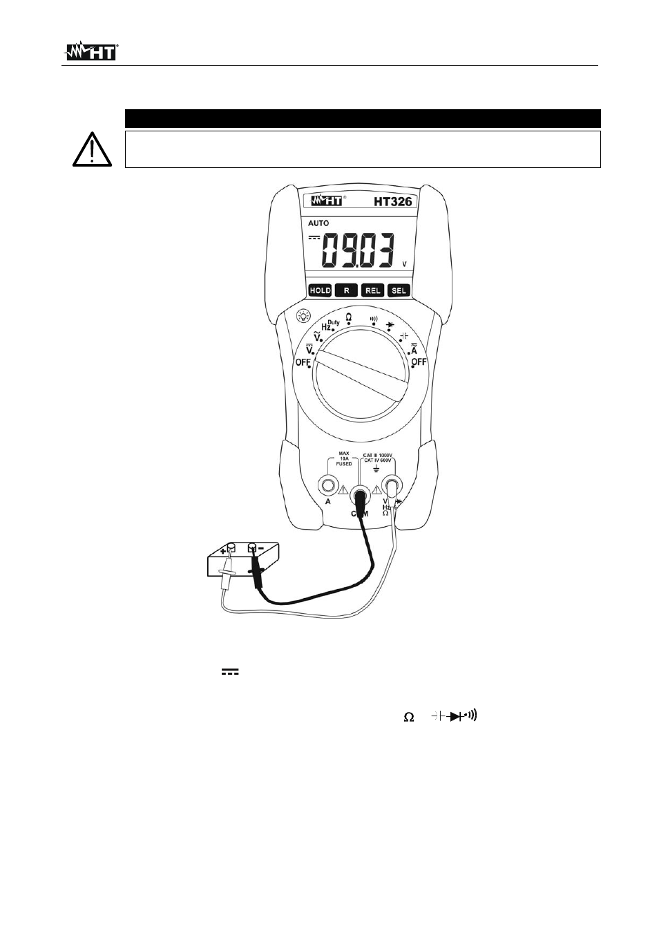 Caution | HT instruments HT326 User Manual | Page 8 / 21