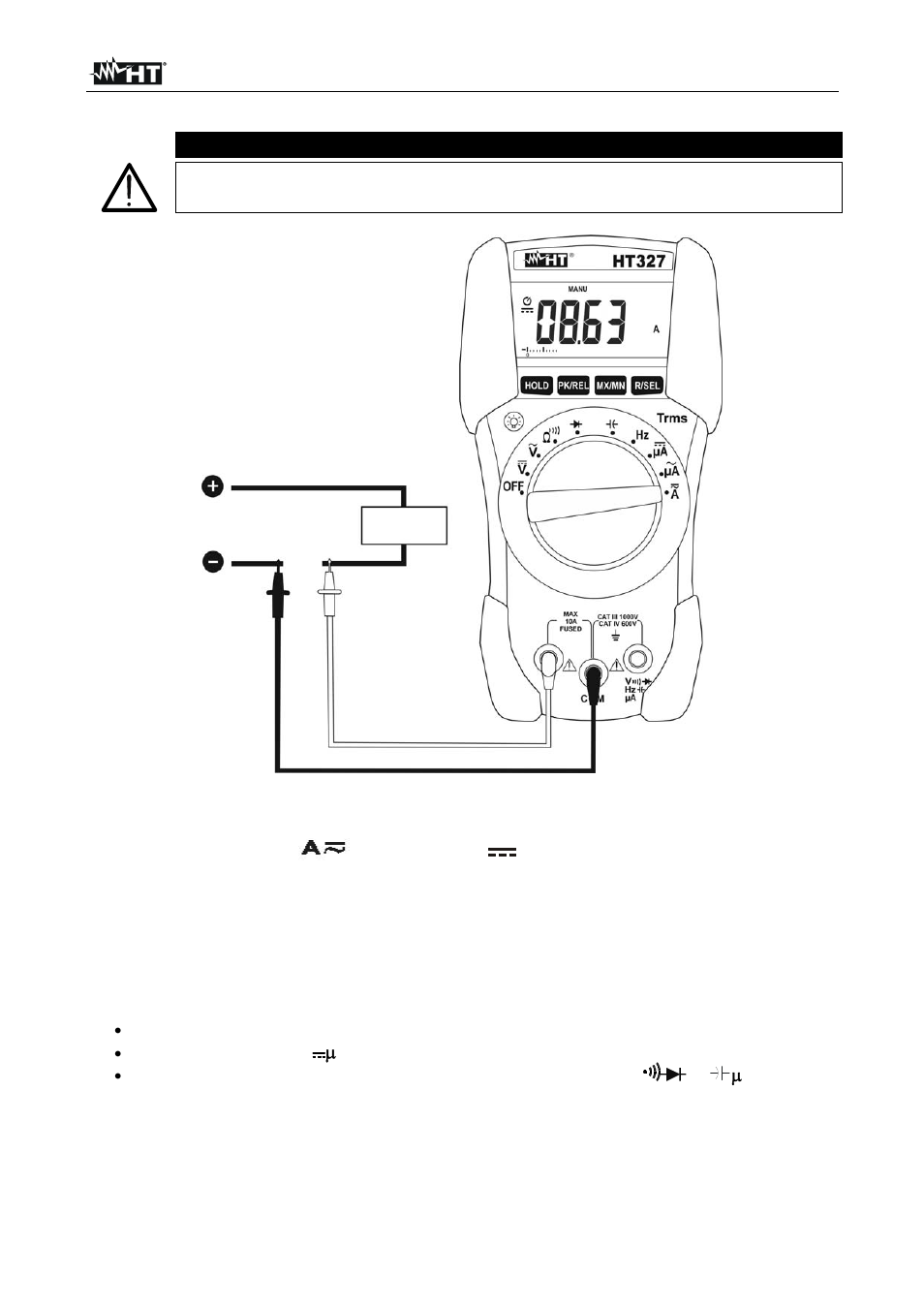 Caution | HT instruments HT327 User Manual | Page 11 / 21