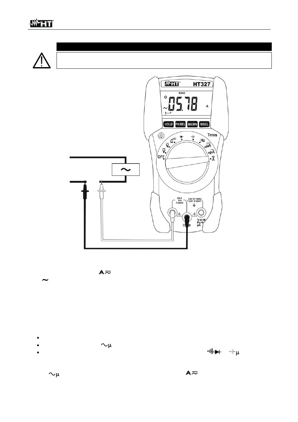 Caution | HT instruments HT327 User Manual | Page 12 / 21