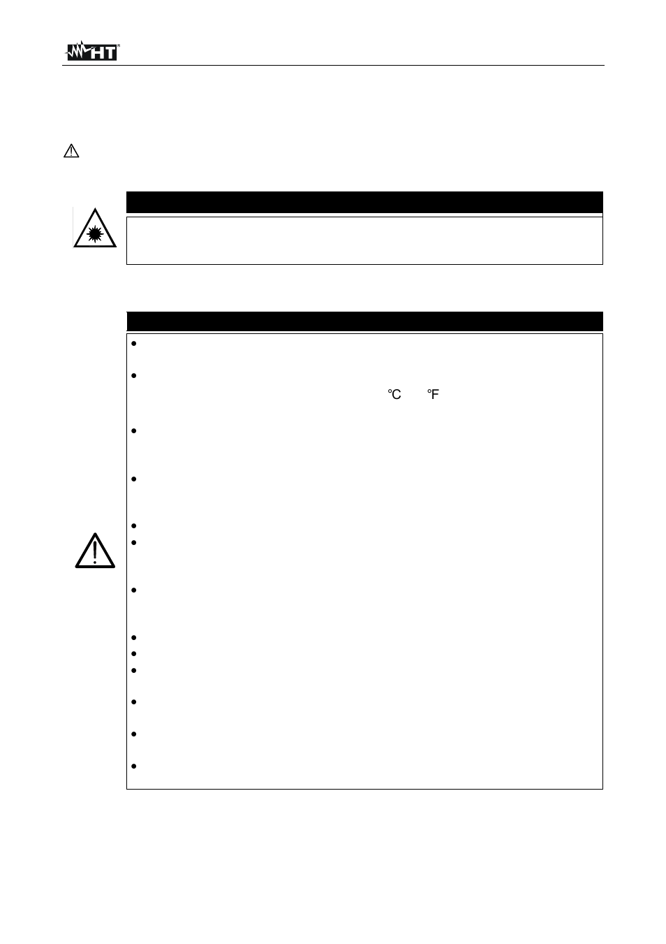 Safety precautions and procedures, Caution | HT instruments HT3310 User Manual | Page 3 / 16