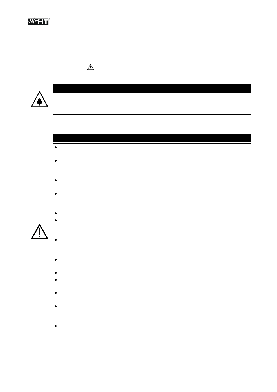 Precautions and safety measures, Warning | HT instruments HT3320 User Manual | Page 4 / 30