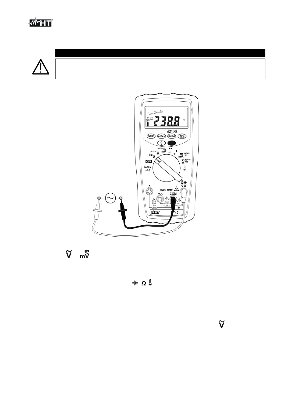 Caution | HT instruments HT401 User Manual | Page 11 / 24