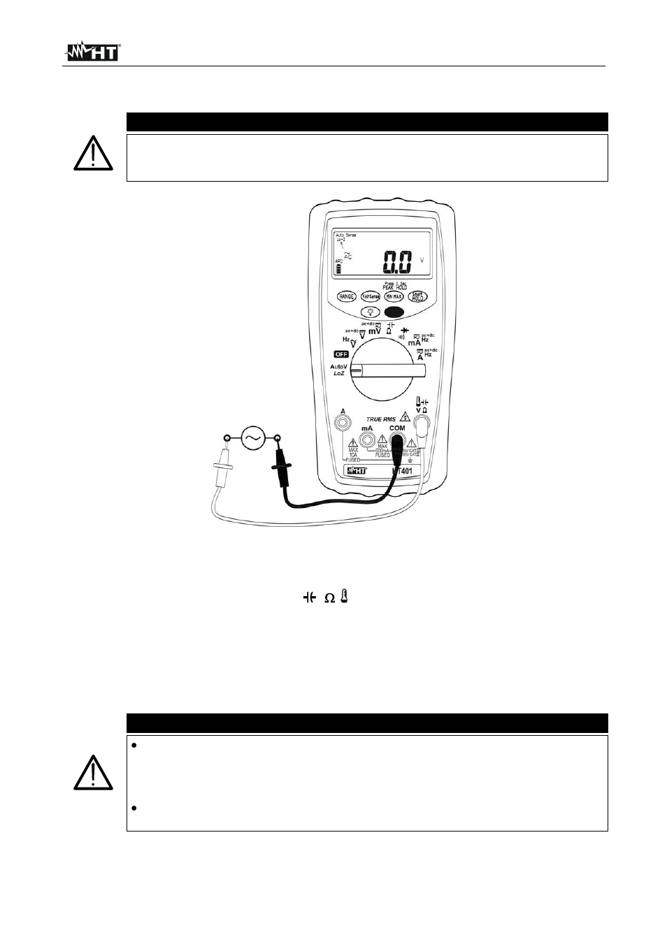 Caution | HT instruments HT401 User Manual | Page 12 / 24