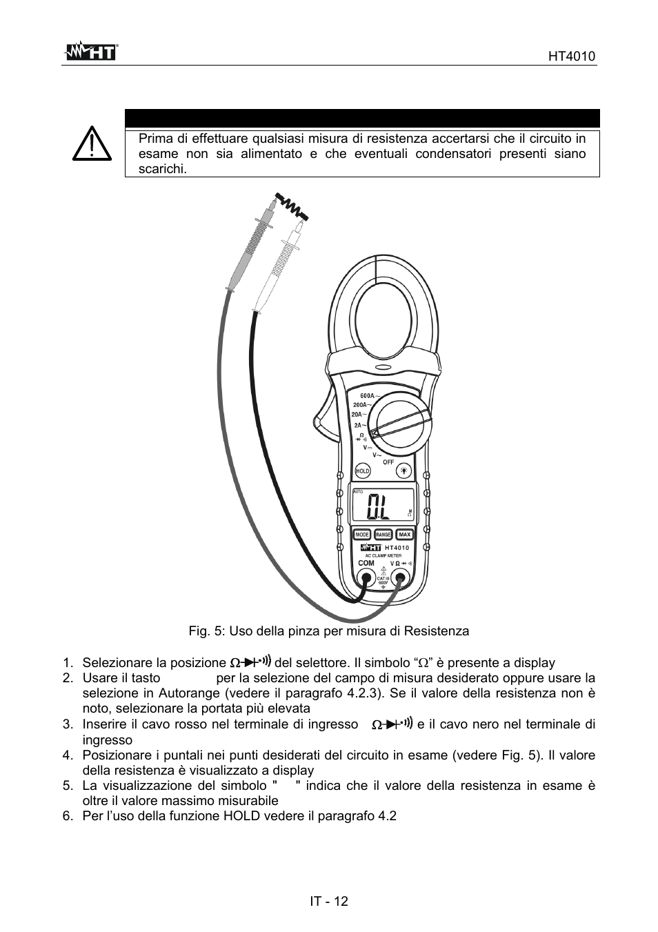 Attenzione | HT instruments HT4010 User Manual | Page 15 / 76