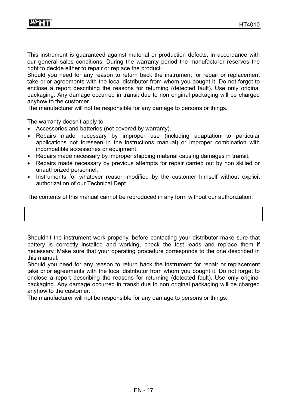HT instruments HT4010 User Manual | Page 38 / 76