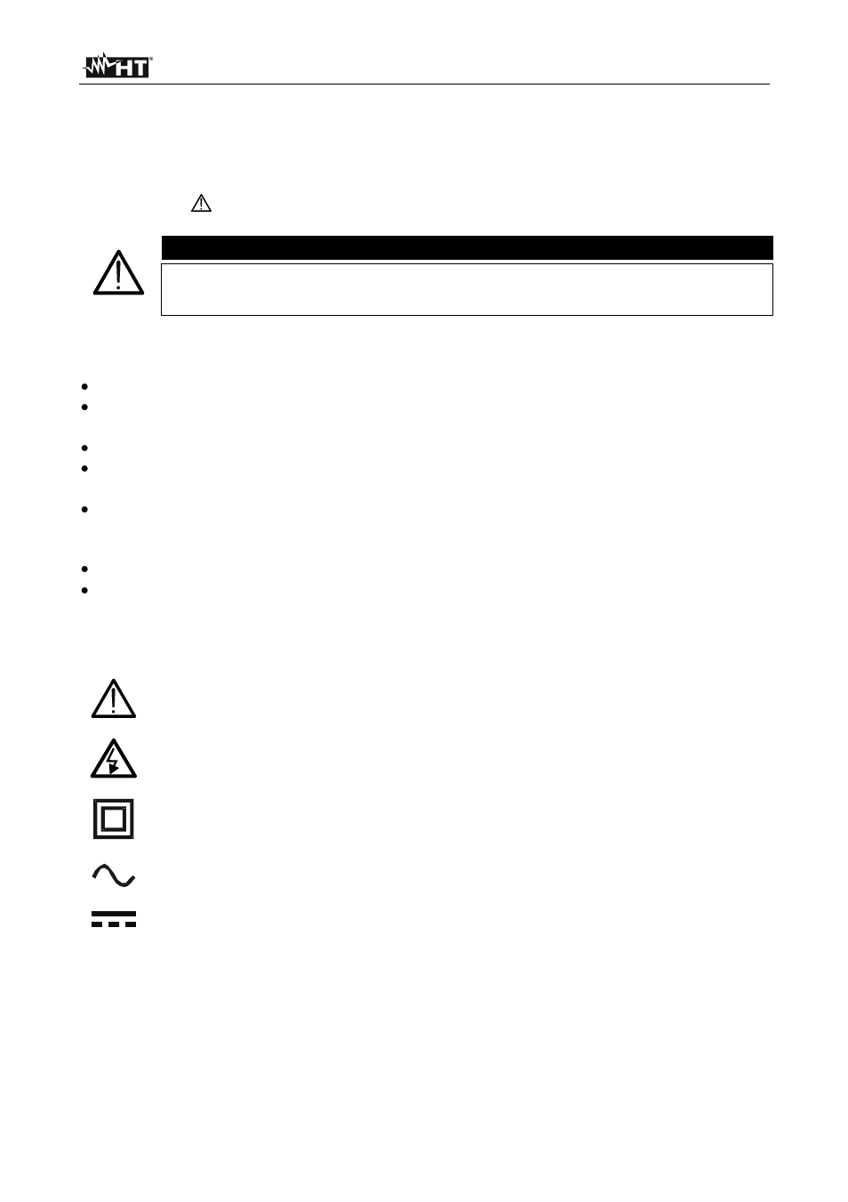 Safety precautions and procedures, Warning | HT instruments HT4012 User Manual | Page 27 / 84