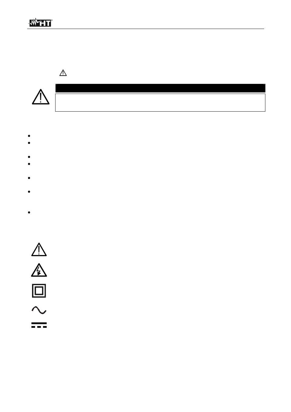Precauciones y medidas de seguridad, Atención | HT instruments HT4012 User Manual | Page 47 / 84