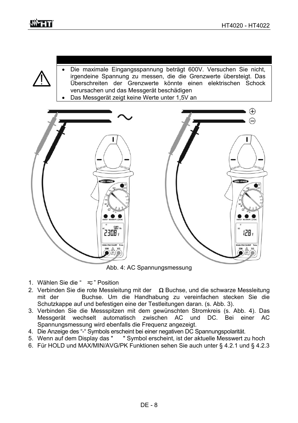 Warnung | HT instruments HT4022 User Manual | Page 101 / 152