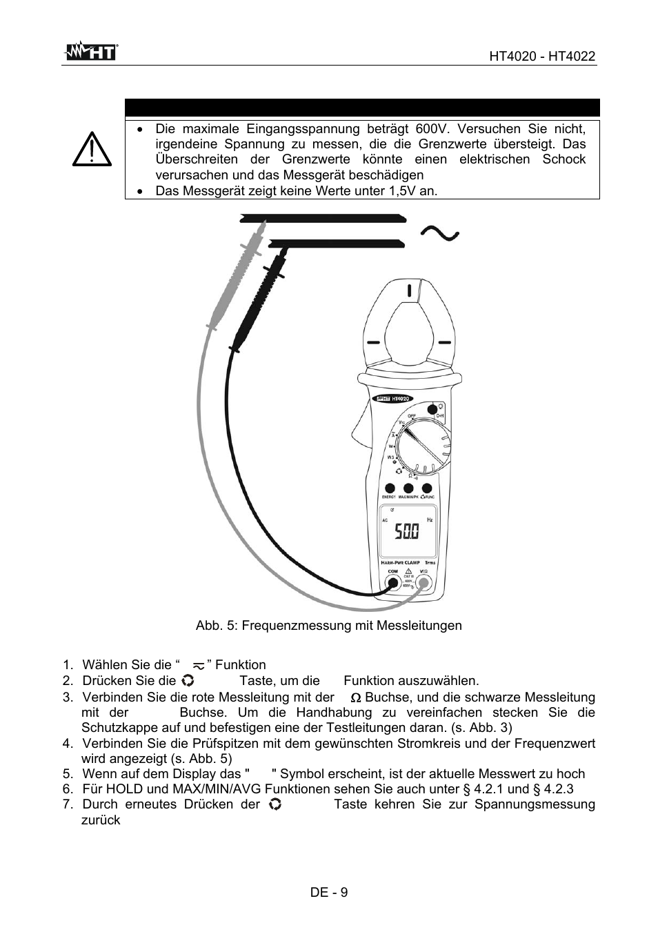 Warnung | HT instruments HT4022 User Manual | Page 102 / 152