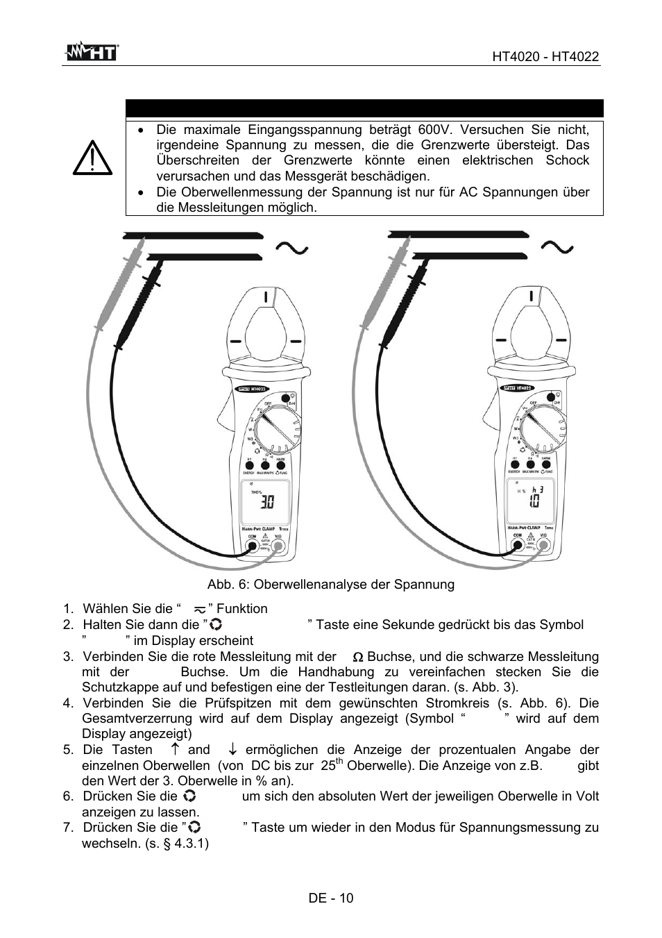 Warnung | HT instruments HT4022 User Manual | Page 103 / 152