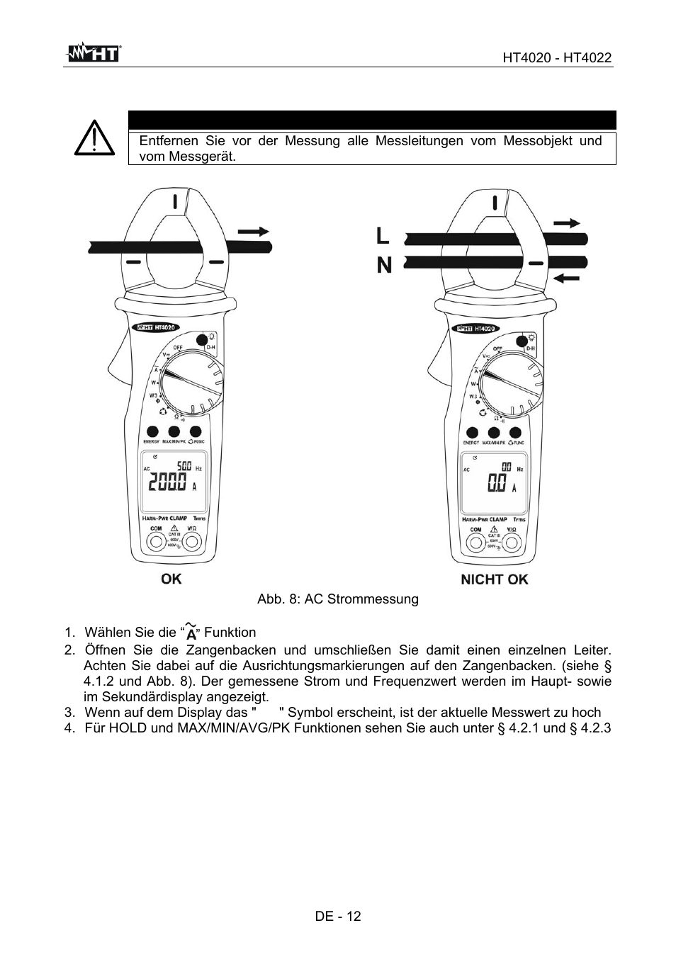 Warnung | HT instruments HT4022 User Manual | Page 105 / 152