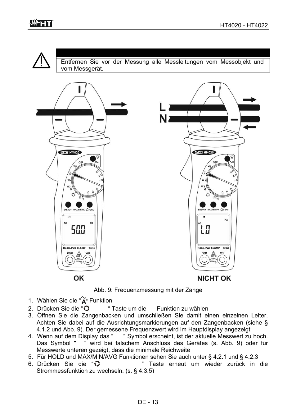 Warnung | HT instruments HT4022 User Manual | Page 106 / 152