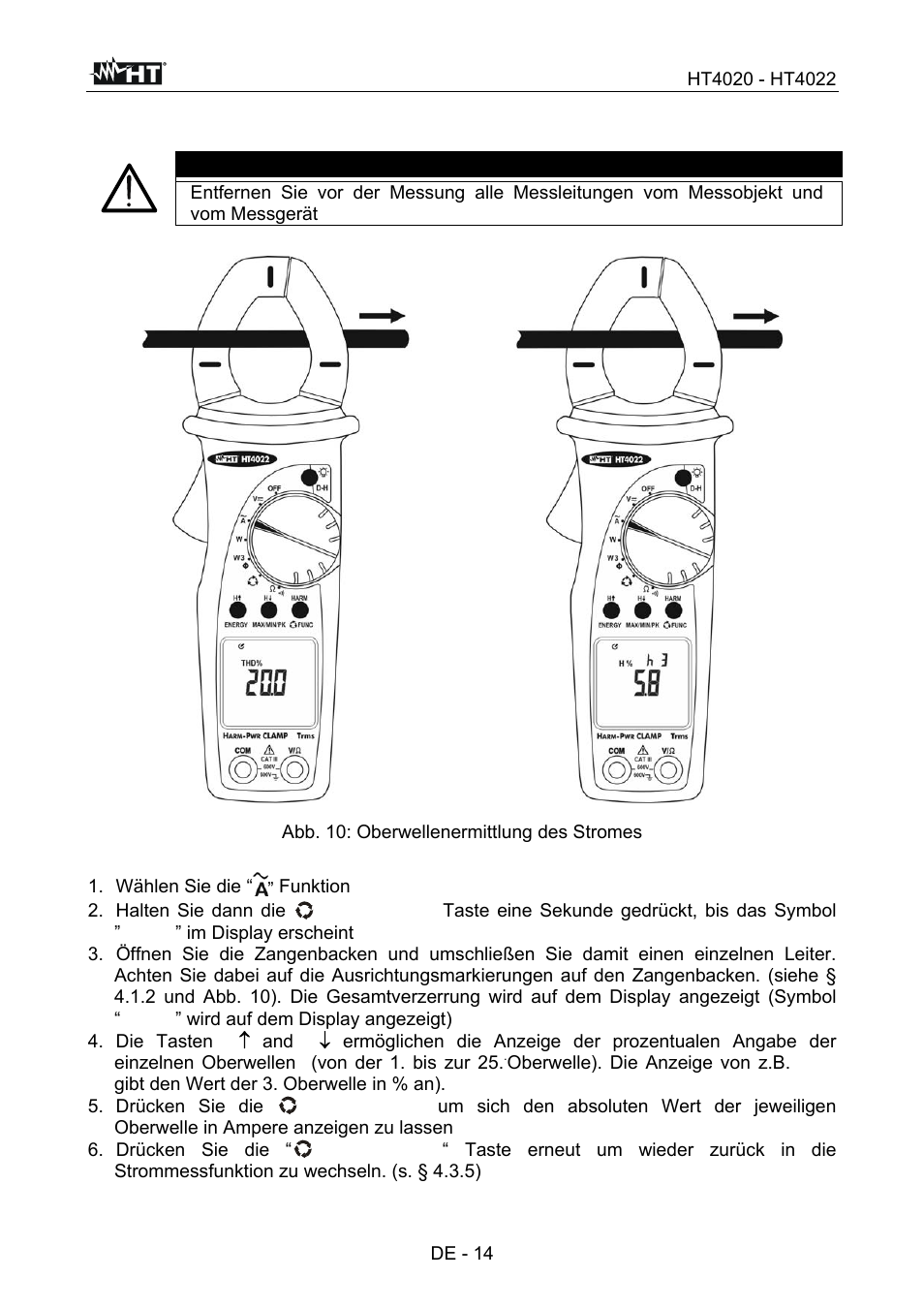 Warnung | HT instruments HT4022 User Manual | Page 107 / 152