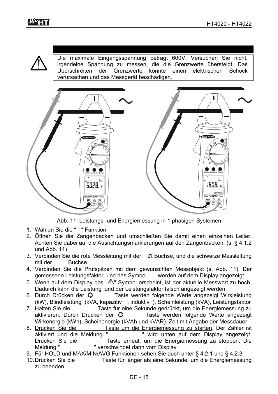 Warnung | HT instruments HT4022 User Manual | Page 108 / 152