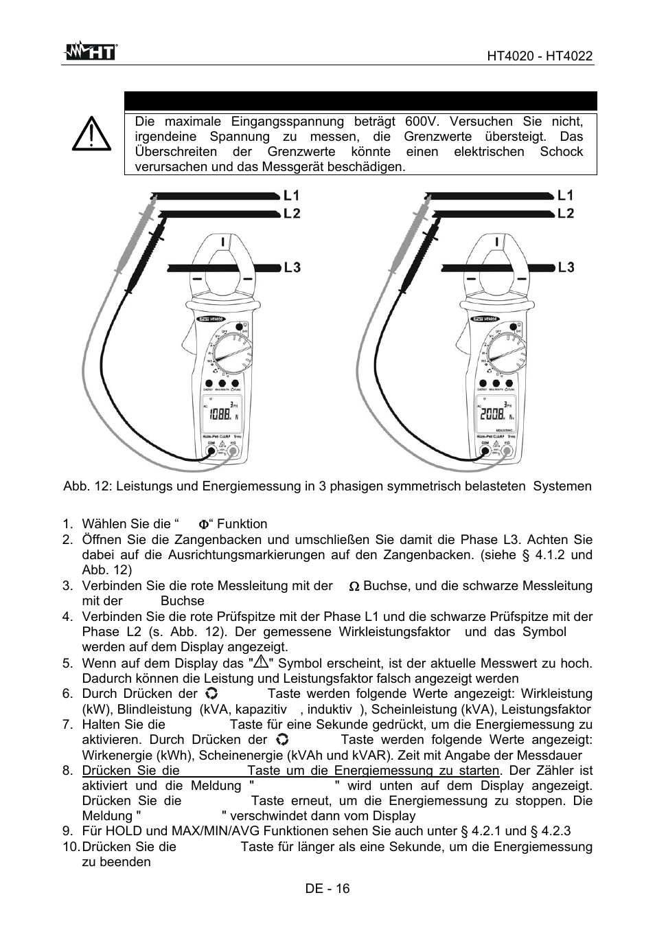 Warnung | HT instruments HT4022 User Manual | Page 109 / 152