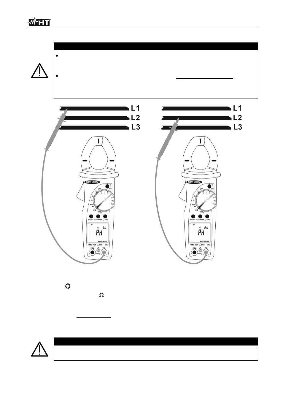 Caution | HT instruments HT4022 User Manual | Page 50 / 152