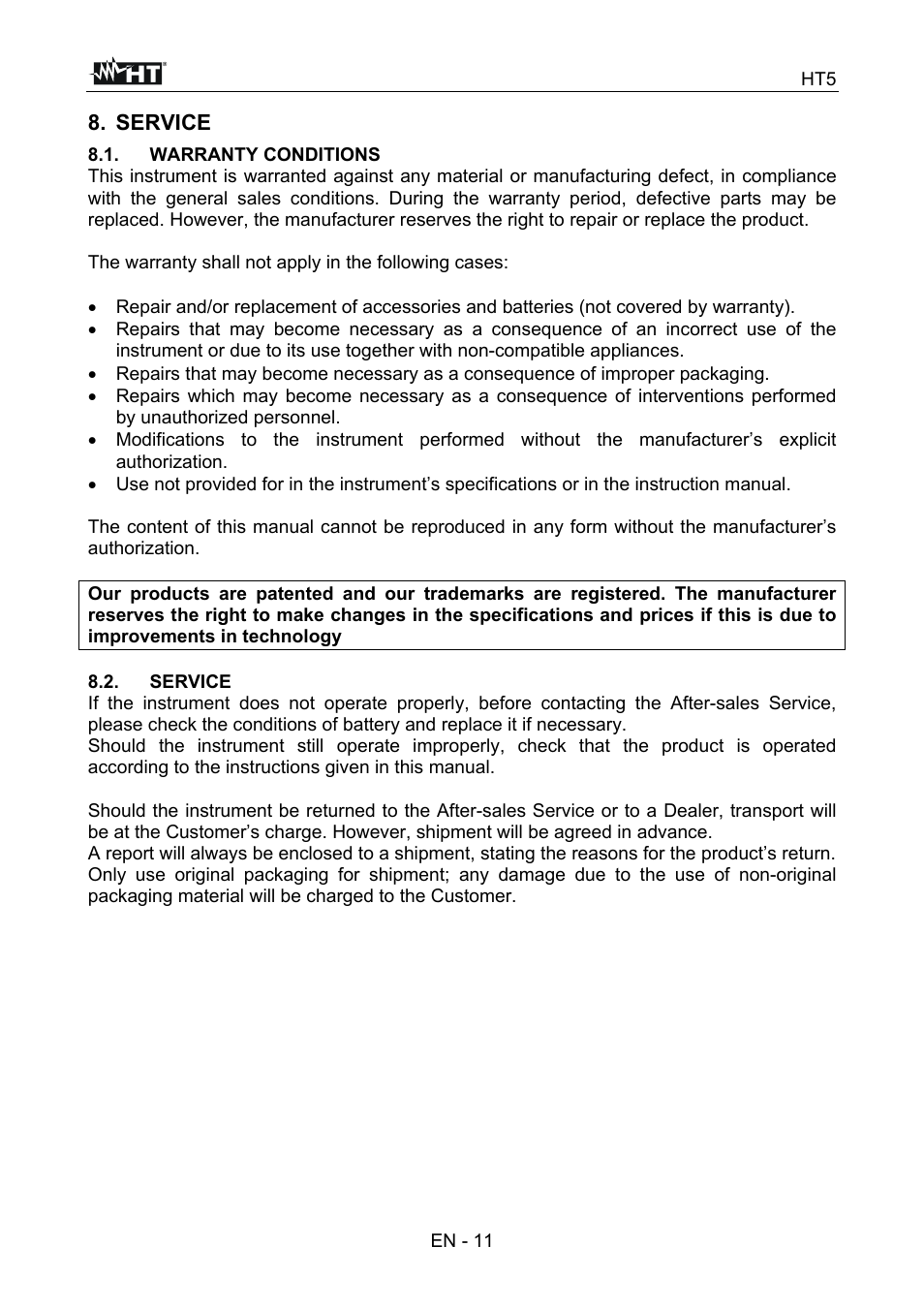 HT instruments HT5 User Manual | Page 12 / 12