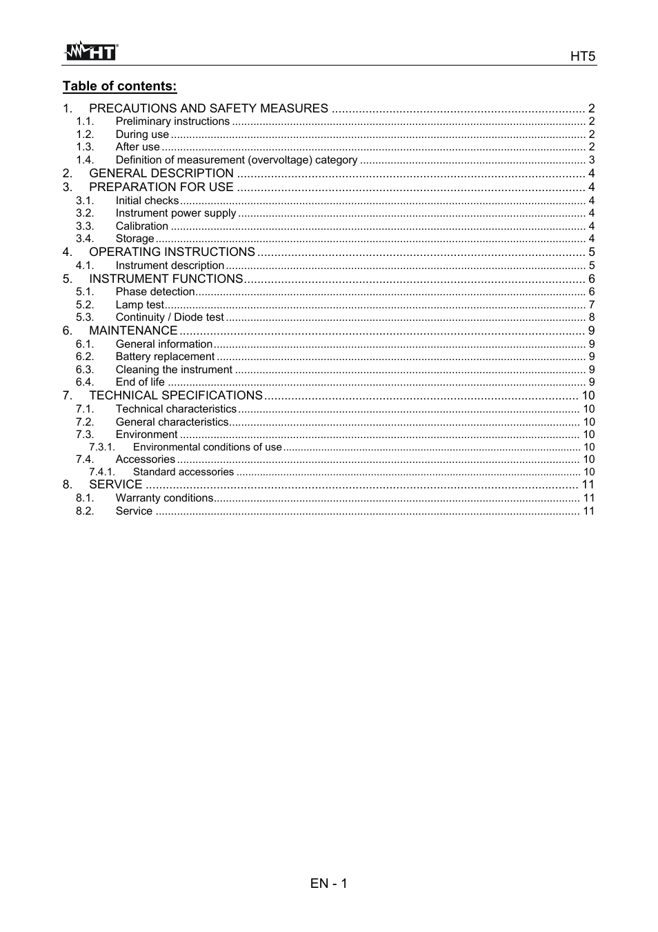 HT instruments HT5 User Manual | Page 2 / 12