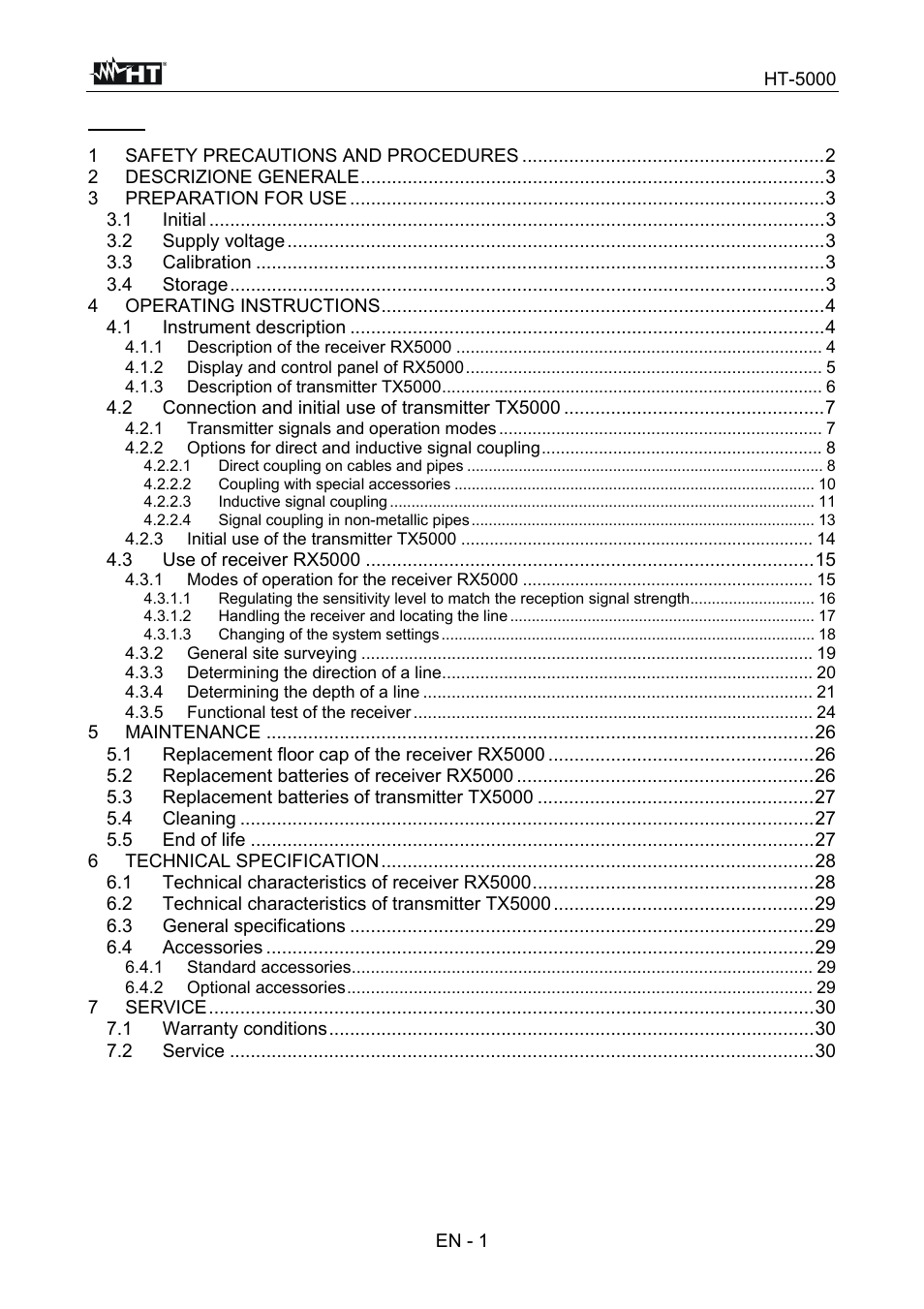 HT instruments HT5000 User Manual | Page 2 / 31