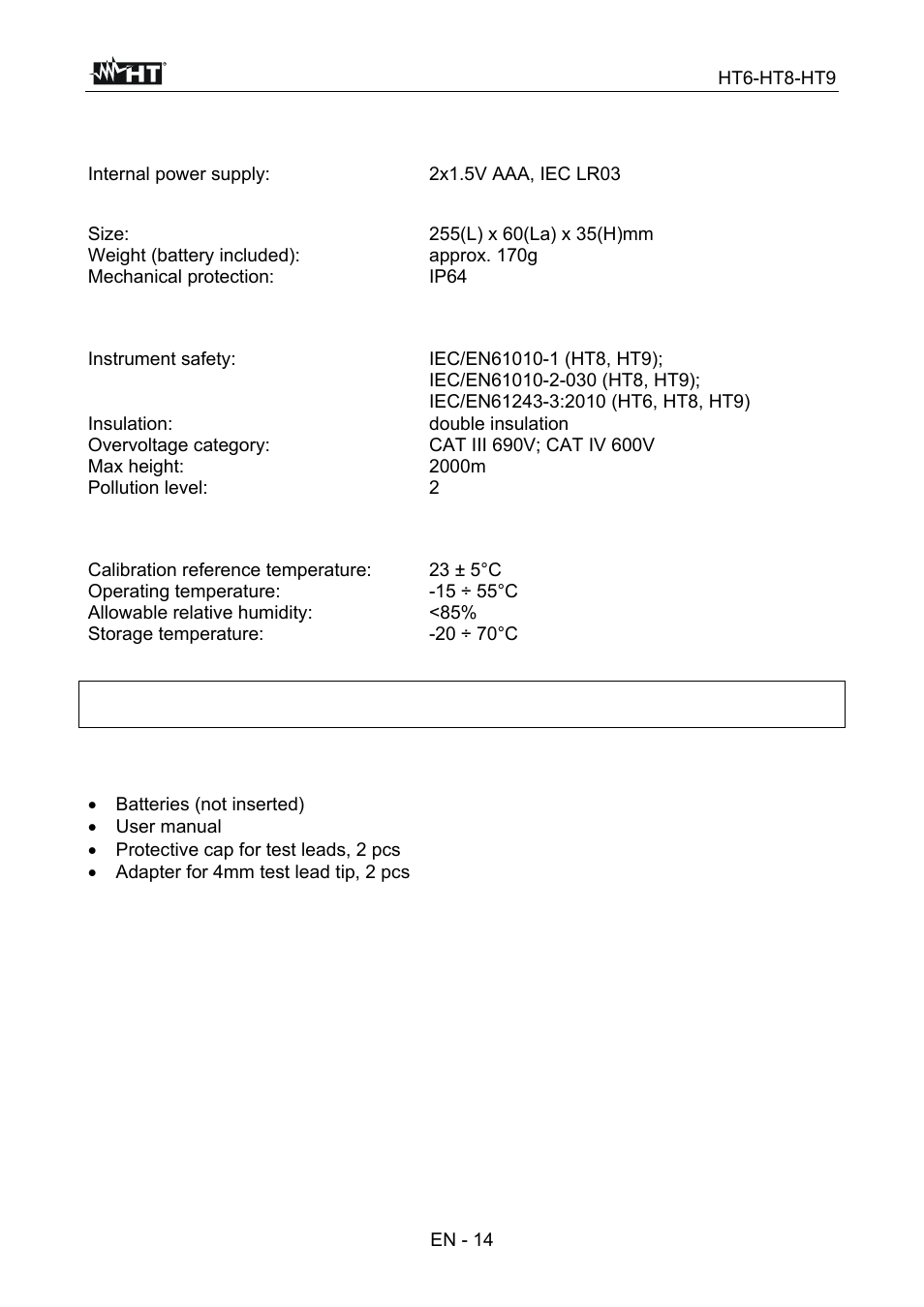 HT instruments HT9 User Manual | Page 15 / 16