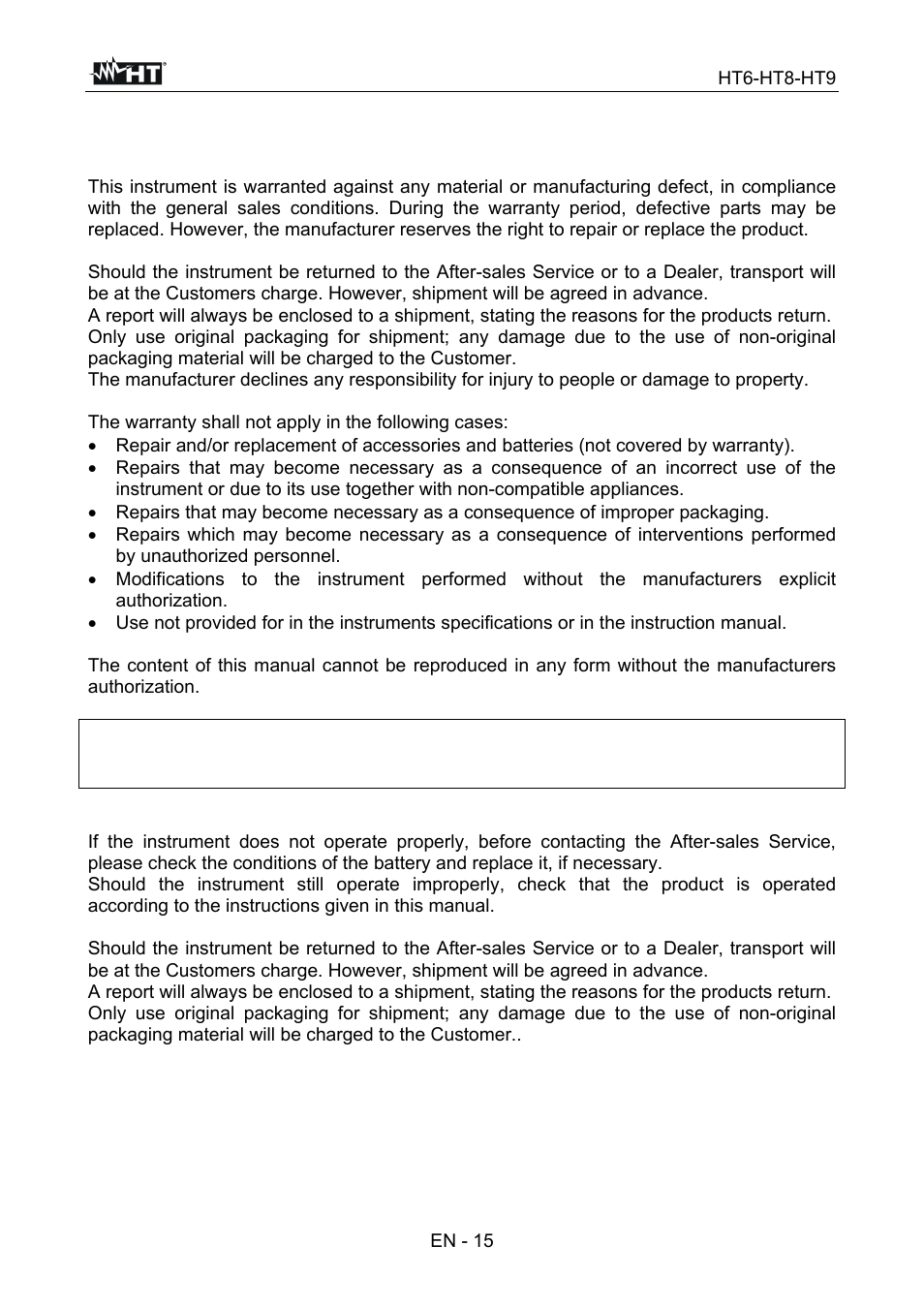 Service | HT instruments HT9 User Manual | Page 16 / 16