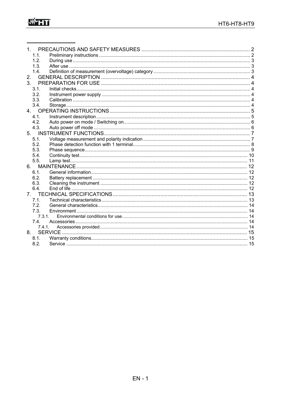 HT instruments HT9 User Manual | Page 2 / 16