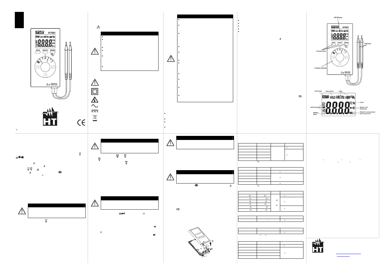 Ht603, User manual | HT instruments HT603 User Manual | Page 2 / 5