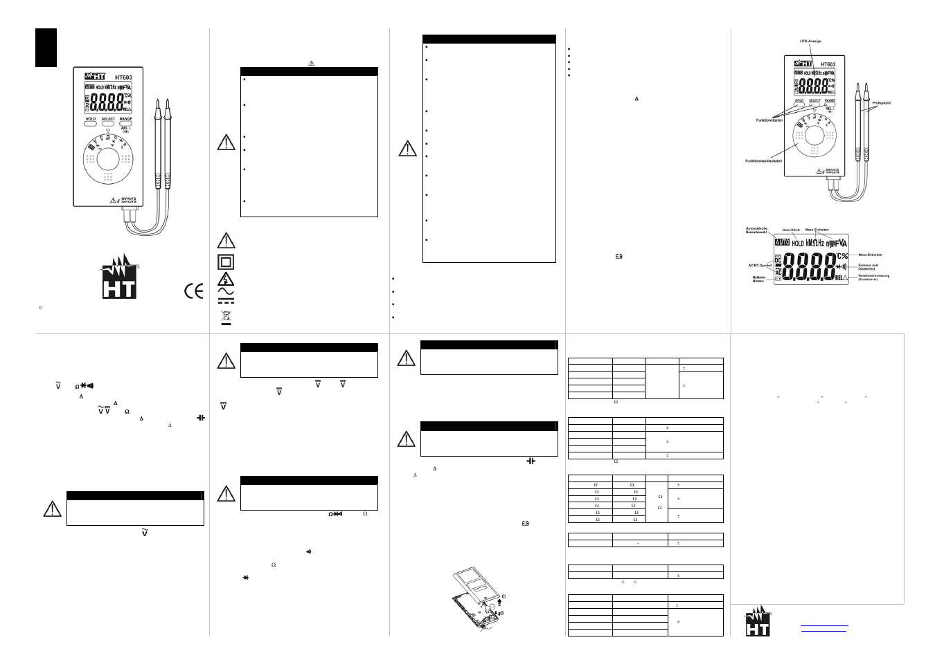 Ht603, Bedienungsanleitung | HT instruments HT603 User Manual | Page 4 / 5