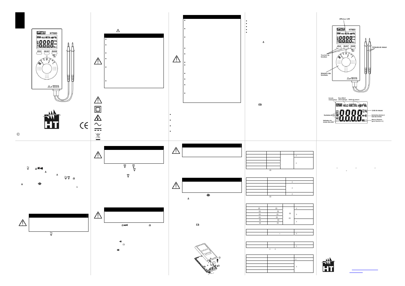 Ht603, Manuel d'utilisation | HT instruments HT603 User Manual | Page 5 / 5