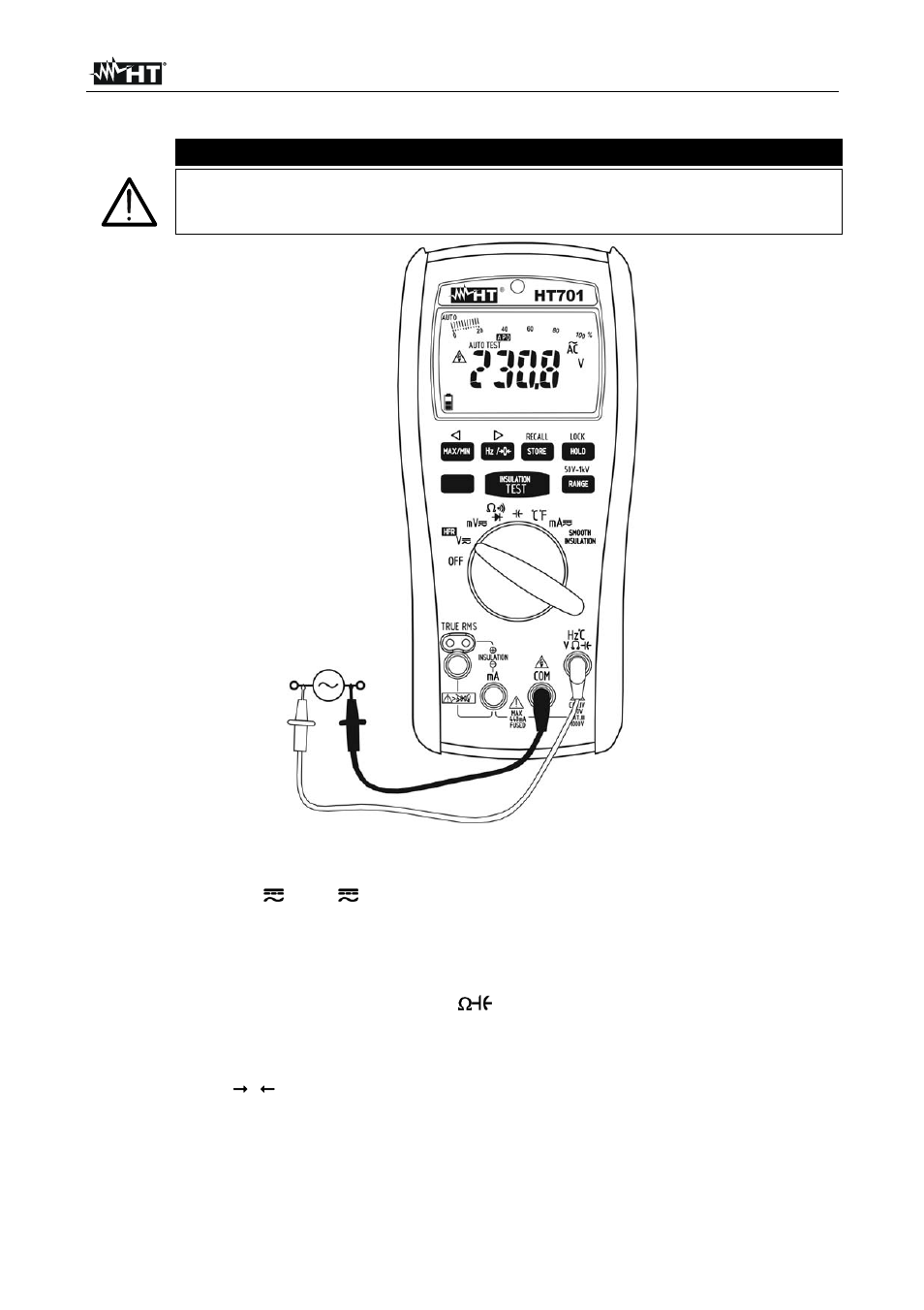 Caution | HT instruments HT701 User Manual | Page 12 / 26