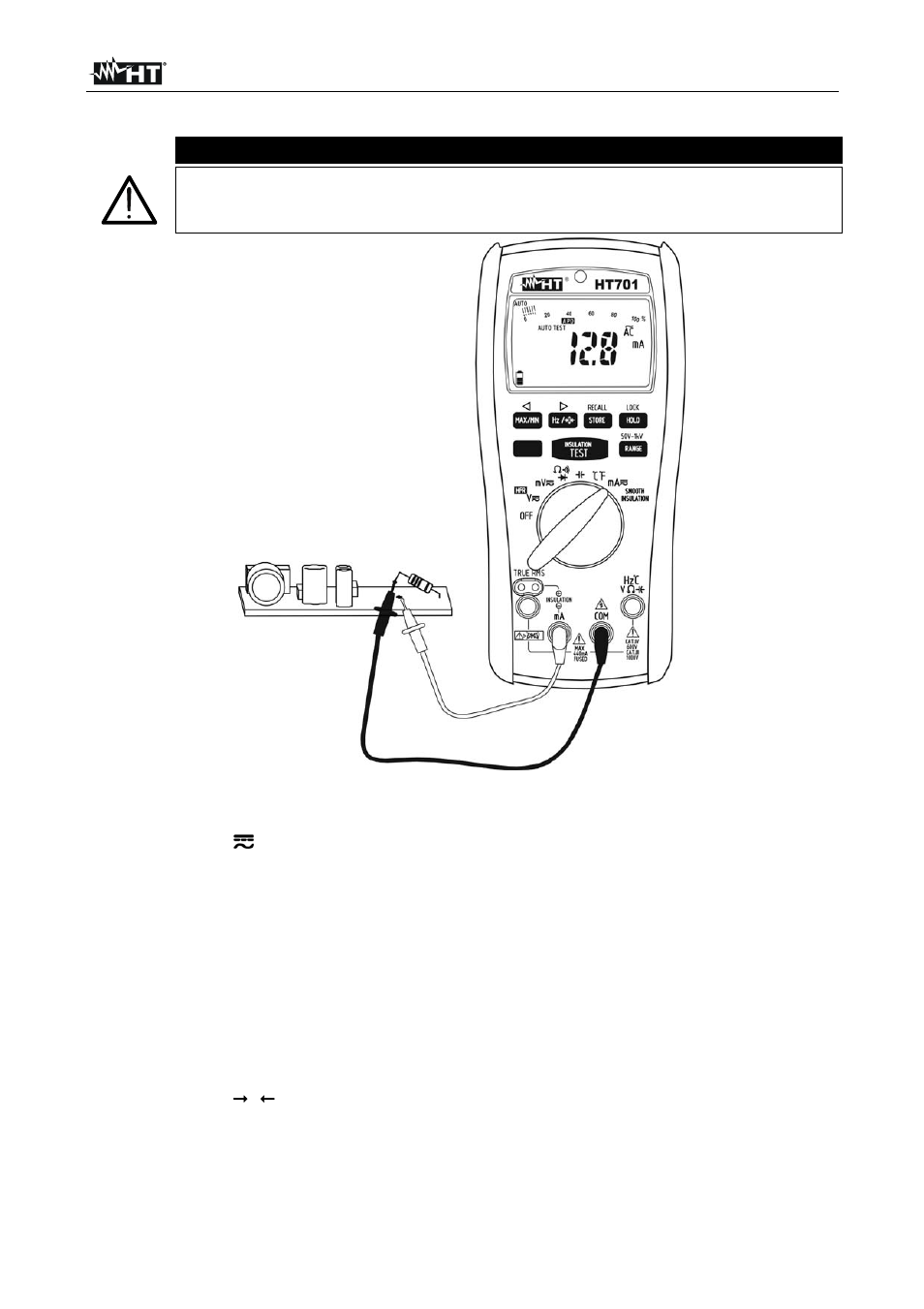 Caution | HT instruments HT701 User Manual | Page 14 / 26