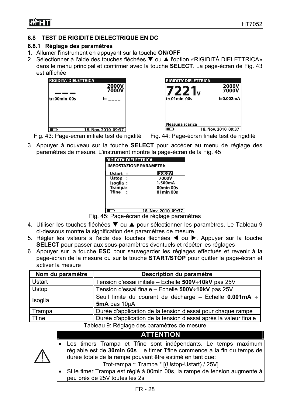 Attention | HT instruments HT7052 User Manual | Page 110 / 120