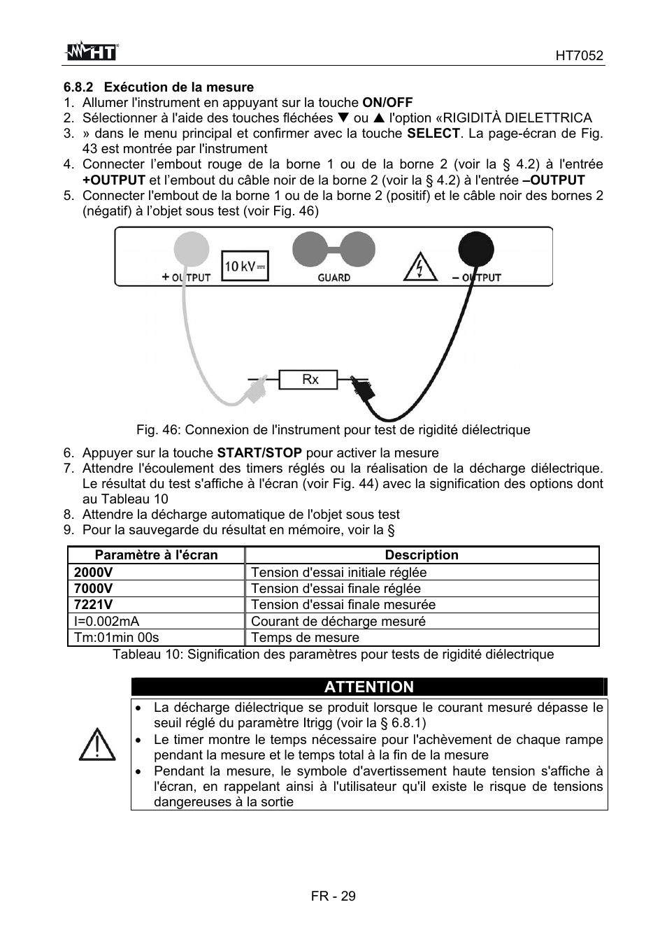 Attention | HT instruments HT7052 User Manual | Page 111 / 120