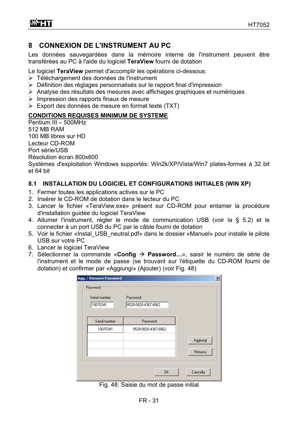 8 connexion de l'instrument au pc | HT instruments HT7052 User Manual | Page 113 / 120