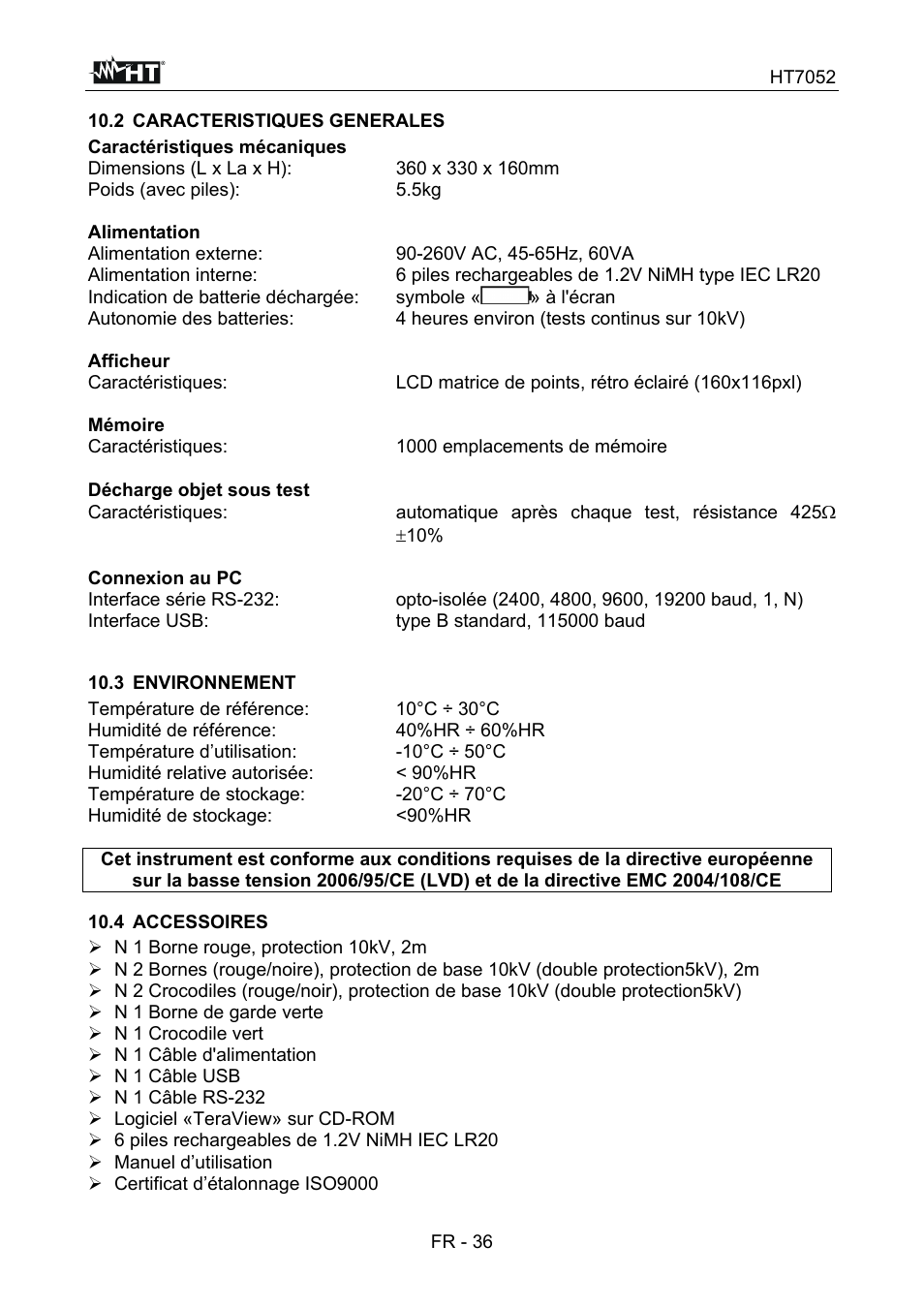 HT instruments HT7052 User Manual | Page 118 / 120