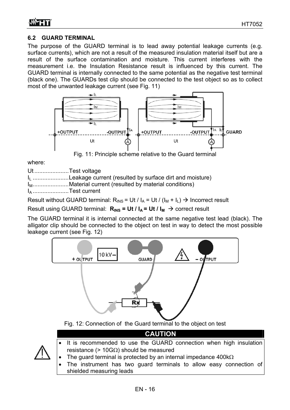 Caution | HT instruments HT7052 User Manual | Page 18 / 120