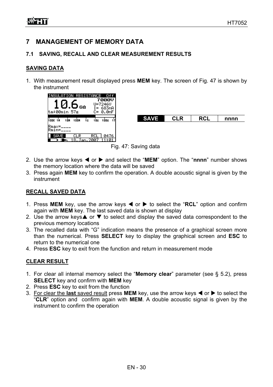 HT instruments HT7052 User Manual | Page 32 / 120