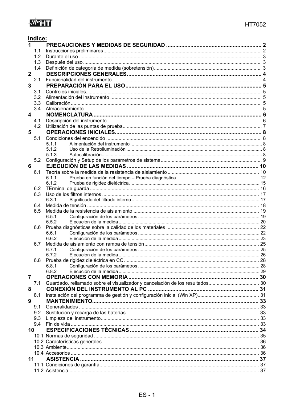 HT instruments HT7052 User Manual | Page 43 / 120