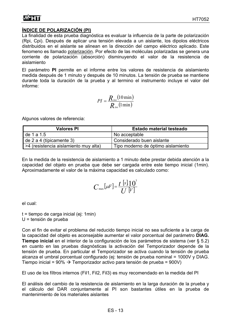 Ut c 10 | HT instruments HT7052 User Manual | Page 55 / 120