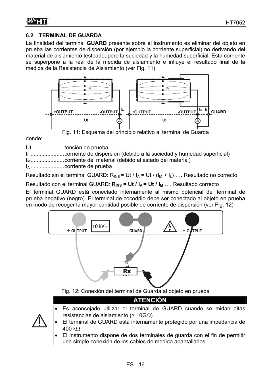 Atención | HT instruments HT7052 User Manual | Page 58 / 120